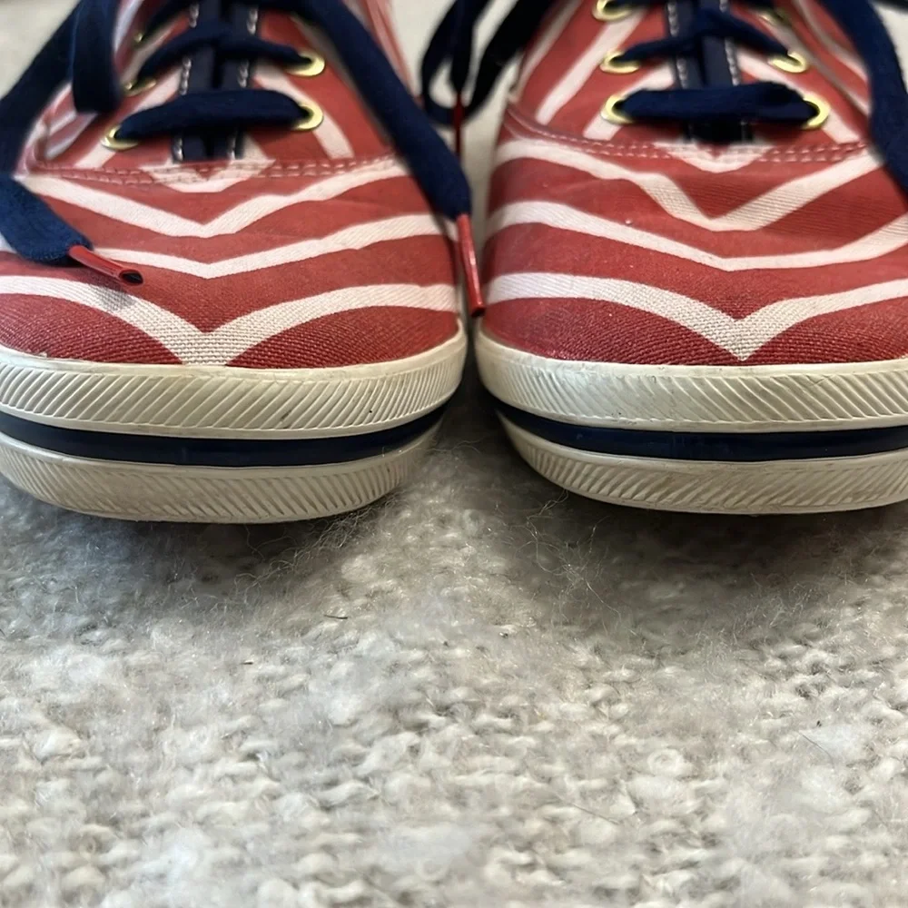 Kate Spade Keds Lace-up Canvas Sneaker Red White Stripes Size‎ 9